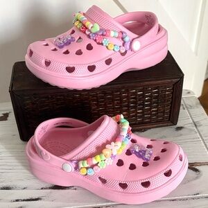 Friendship Charm Bracelet Waterproof Pastel Pink Slip On Clogs Waterproof Shoes